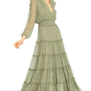 💚MISA Los Angeles💚Hadeya Printed Ruffle Tiered Maxi Dress